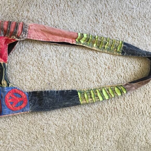 Boho Chic FESTIVAL fabric peace slouchy Handbag - Picture 3 of 4